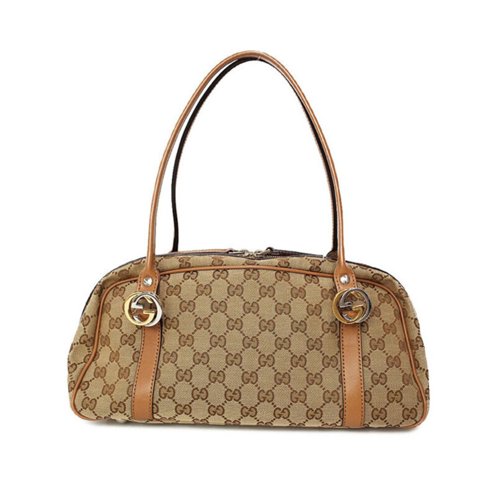 GUCCI GG Twins Boston Bag Shoulder Brown